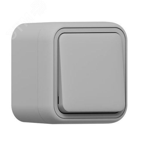 Выключатель, одноклавишный, кнопочный, ОП, автоматические клеммы серый, Бронто EKF - фото 1