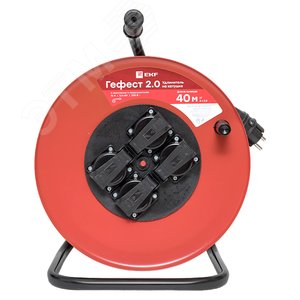 Удлинитель на катушке Гефест 2.0 4 гнезда 40м с заземлением и предохранителем КГ 3*2,5 16А/3,5кВт IP44 PROxima - фото 4