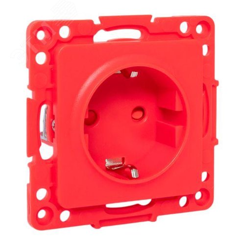 Стокгольм Механизм Розетки 1-местной с/з 16А винтовые клеммы красный с защ. штор. EKF - фото 1