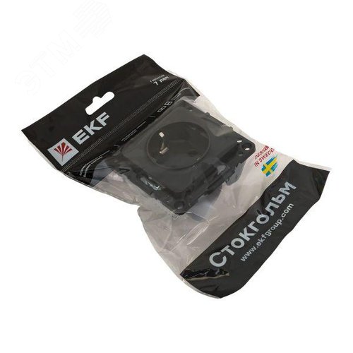 Стокгольм Механизм Розетки 1-местной с/з 16А черный с защ. штор. - фото 8