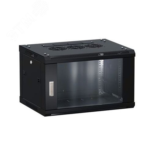 Шкаф настенный 19' TERACOM PRO 9U 600х450 мм дверь стеклянная с замком-ручкой чёрный - фото 1