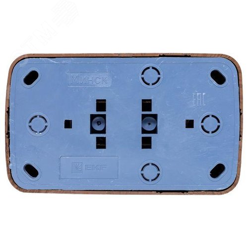 Розетка двухместная ОП Минск 16А с заземлением темное дерево - фото 4