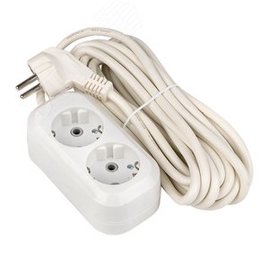 Изображение товара Удлинитель Эксперт 2 гнезда 5 метров 16А/3,0кВт с заземлением ПВС 3х1 (шт)