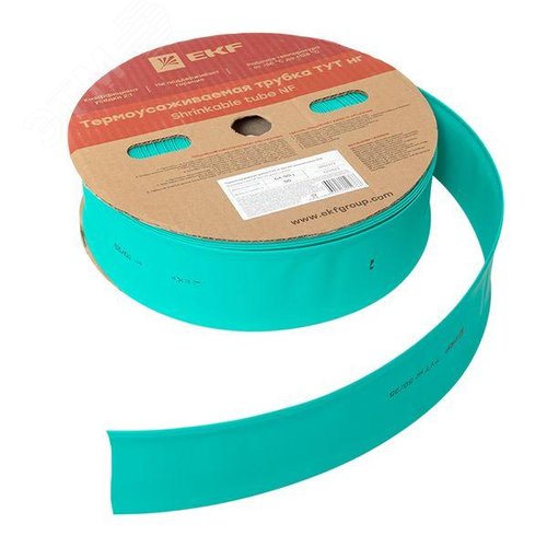 Трубка термоусаживаемая ТУТ нг 50/25 зелёная рулон PROxima - фото 4