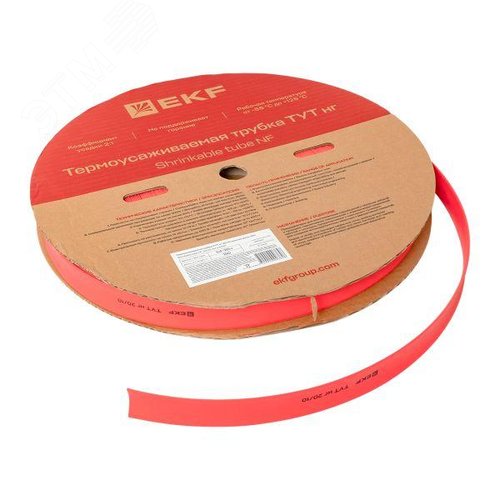 Трубка термоусаживаемая ТУТ нг 20/10 красная рулон PROxima - фото 4