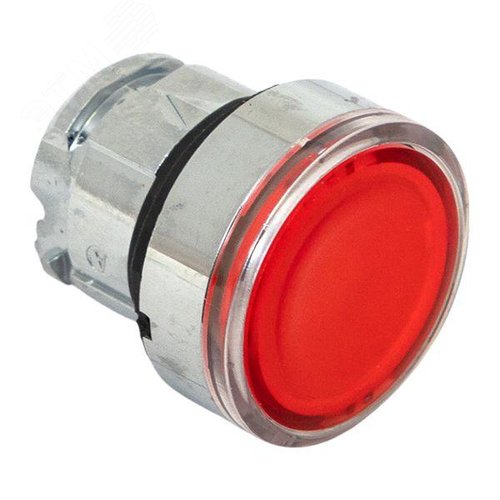 Исполнительный механизм кнопки XB4 красный плоский возвратный без фиксации, с подсветкой IP65 - фото 6