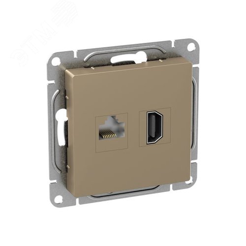 Механизм розетки HDMI+RJ45 (cat5)  шампань Эпика EKF - фото 2