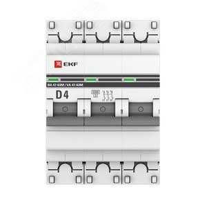 Выключатель автоматический 3P 4А (D) 6кА ВА 47-63M c одним магнитным расцепителем - фото 3