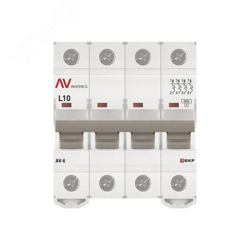 Выключатель автоматический AV-6 4P 10A (L) 6kA AVERES - фото 4