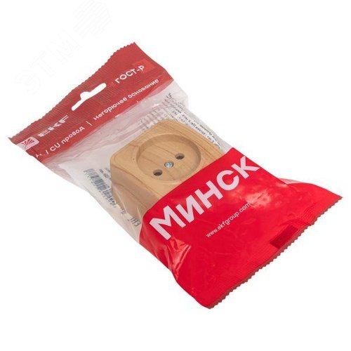 Розетка 1-местная ОП Минск 10А без заземления светлое дерево - фото 7