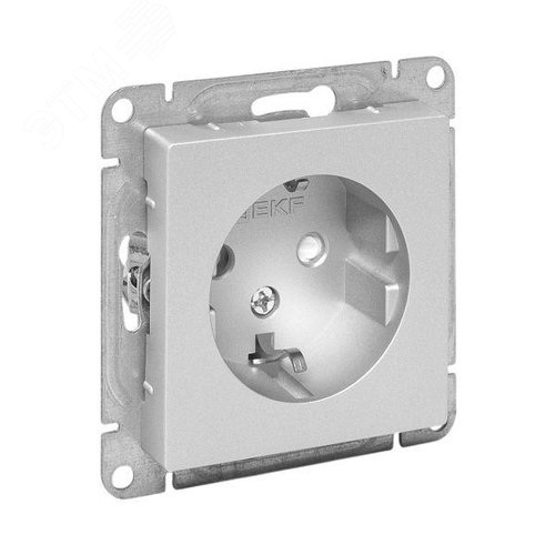 Изображение товара Эпика Механизм розетки 16А с заземлением со шторками алюминий EKF (шт)