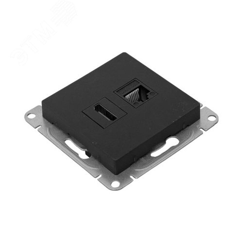 Механизм розетки HDMI+RJ45 cat5 чёрный Эпика EKF - фото 6