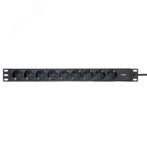 Блок розеток PDU TERACOM PRO 19' 1U 10А/250В 9 роз. Schuko шнур 2 м 3x1.5 мм2 вилка C14 корпус пластик черный - фото 2