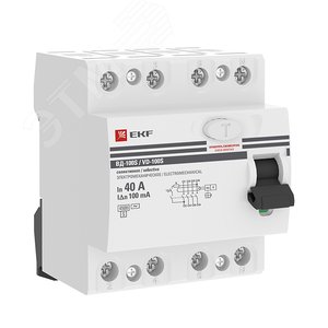 Выключатель дифференциального тока УЗО ВД-100 селективное 4P 40А/100мА электромеханическое PROxima