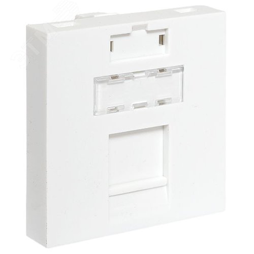 Изображение товара Вставка розеточная TERACOM PRO 45x45мм формат Mosaic на 1 модуль Keystone со шторкой и маркером белая (шт)