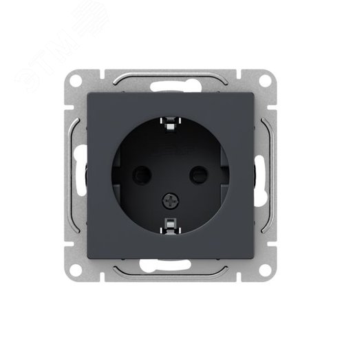Механизм розетки  16А  с заземлением  со шторками  графит Эпика EKF - фото 1