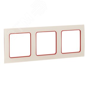 Стокгольм Рамка 3-местная белая с линией цвета красный - фото 3