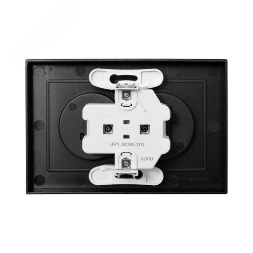 Эпика Механизм розетки двойной 16А без заземления со шторками с рамкой черный EKF - фото 4