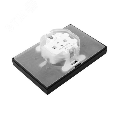 Эпика Механизм розетки двойной 16А IP44 с заземлением со шторками с рамкой с крышками черный EKF - фото 12