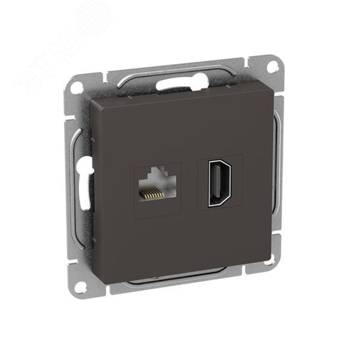 Механизм розетки HDMI+RJ45 (cat5)  мокко Эпика EKF - фото 3