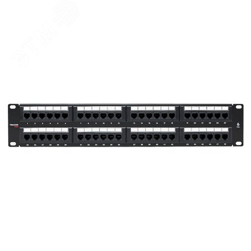 Патч-панель TERACOM PRO 19'Cat.6 2U неэкранированная UTP 48 портов RJ-45 Dual IDC - фото 2