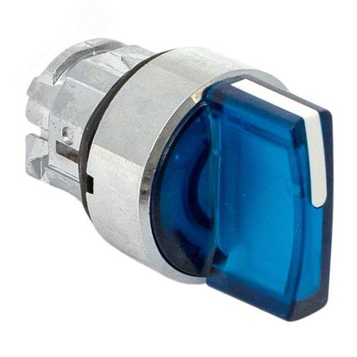 Исполнительный механизм переключателя ХB4 синий на 3 положения возвратный без фиксации, с подсветкой с короткой ручкойой IP65 - фото 8