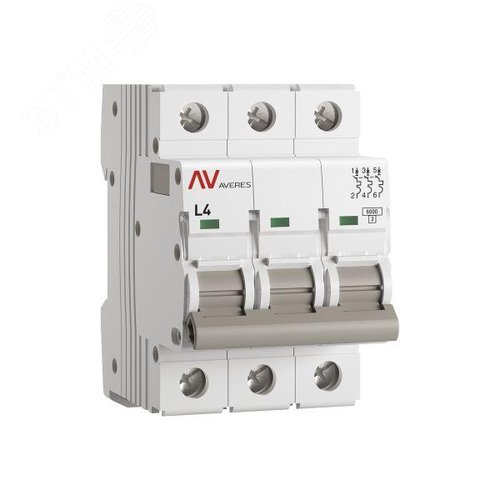 Выключатель автоматический AV-6 3P 4A (L) 6kA AVERES - фото 1