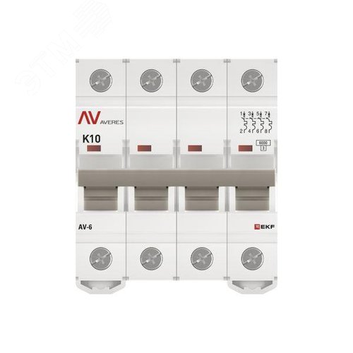 Выключатель автоматический AV-6 4P 10A (K) 6kA AVERES - фото 4