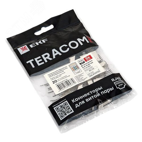 Коннектор RJ-45 TERACOM PRO экранированный 8P8C 30мкд Cat.5E универсальный (1 упак. - 20шт.) - фото 5
