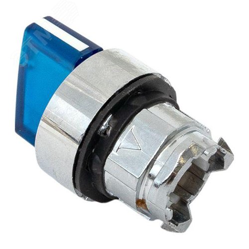 Исполнительный механизм переключателя ХB4 синий на 2 положения возвратный без фиксации, с подсветкой с короткой ручкойой IP65 - фото 9