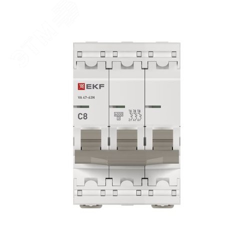 Выключатель автоматический ВА 47-63N 3P 8А (C) 6кА PROXIMA - фото 4
