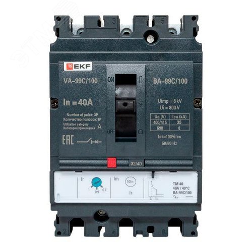 Выключатель автоматический трехполюсный ВА-99С/100 40А 35кА РЭ400А - фото 1