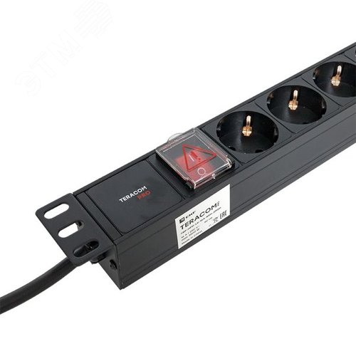 Блок розеток PDU TERACOM PRO 19'' 1U 16А/250В 8 розеток Schuko с выключателем шнур питания длиной 2 метра сечение 3x1.5 мм2 вилка Schuko корпус алюминий черный - фото 6