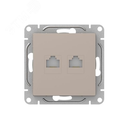 Механизм розетки RJ45 - 2шт  (cat5)  кремовый Эпика EKF - фото 1