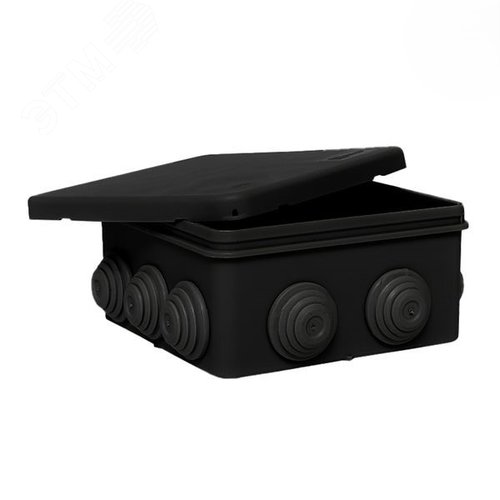 Коробка распределительная КМР-030-014 с крышкой  100x100x50 для прямого монтажа. 10 мембр. вводов ч ёрная IP55 розн. стикер EKF - фото 1