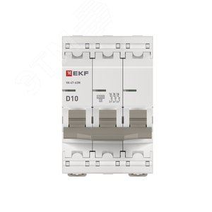 Выключатель автоматический трехполюсный 3P 10А (D) 4.5kA ВА 47-63N M634310D PROXIMA EKF - фото 4