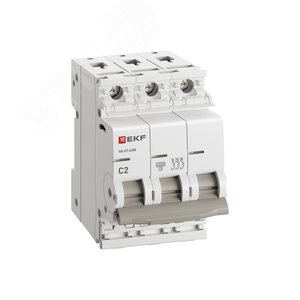 Выключатель автоматический трехполюсный 3P 2А (C) 4.5kA ВА 47-63N M634302C PROXIMA EKF - фото 3