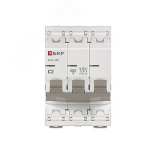 Выключатель автоматический трехполюсный 3P 2А (C) 4.5kA ВА 47-63N M634302C PROXIMA EKF - фото 4