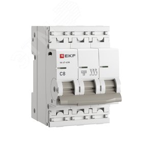 Выключатель автоматический трехполюсный 3P 8А (C) 4.5kA ВА 47-63N M634308C PROXIMA EKF - фото 1