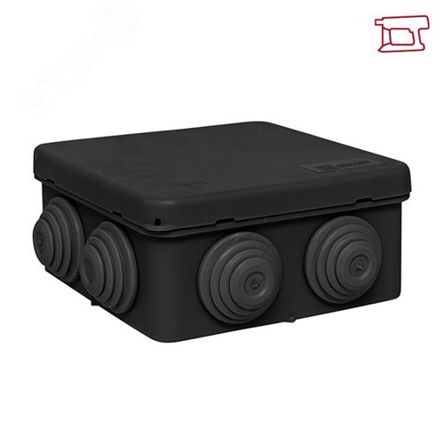 Коробка распределительная КМР-030-031 с крышкой   (80х80х50), 7 мембр. вводов чёрная IP54 - фото 2