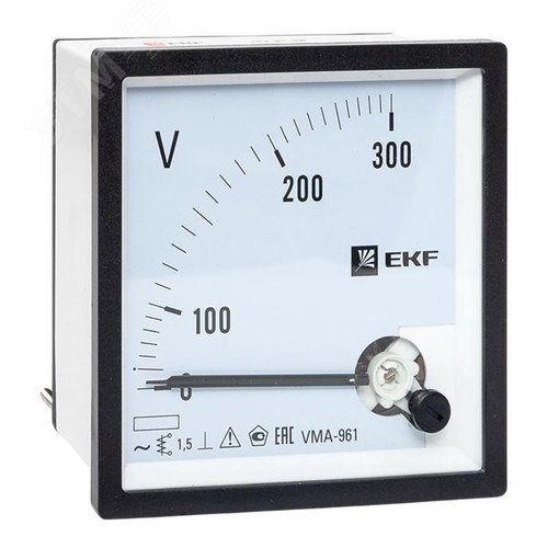 Изображение товара Вольтметр VM-A961 аналоговый на панель 96х96 квадратный вырез 300 В прямое подключение PROxima (шт)