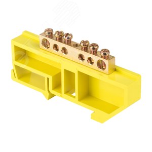 Шина 0 N (6х9мм) 6 отверстий латунь желтый изолятор на DIN-рейку розничный стикер PROxima