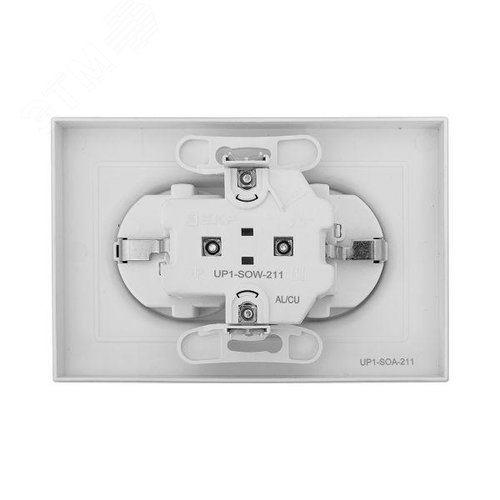 Эпика Механизм розетки двойной 16А с заземлением со шторками с рамкой алюминий EKF - фото 4