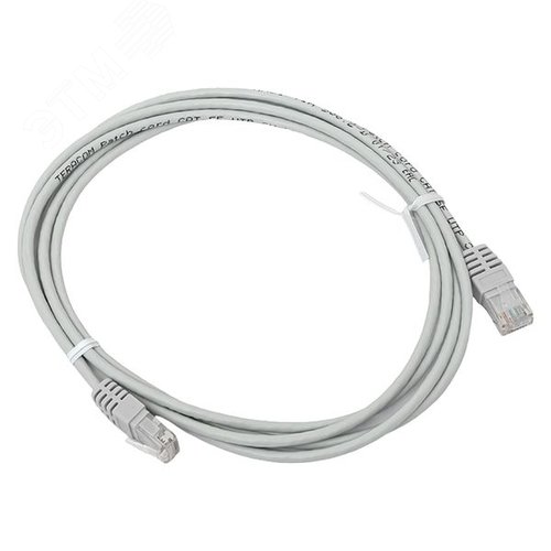 Изображение товара Патч-корд TERACOM Cat.5E (1Гбит/с) неэкранированный UTP оболочка PVC серый (2м) (шт)