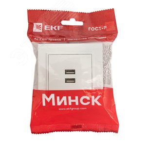 Минск Розетка USB 2-местная СП 2,1А  белая - фото 2