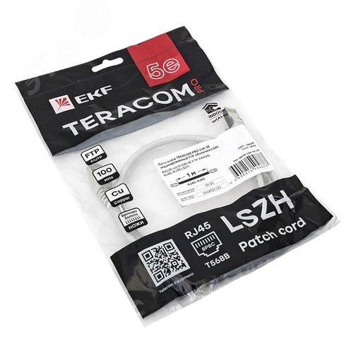 Патч-корд TERACOM PRO Cat.5E экранированный FTP оболочка LSZH серый (1.0м) - фото 4