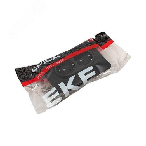 Эпика Механизм розетки двойной 16А с заземлением без шторок с рамкой черный EKF - фото 8