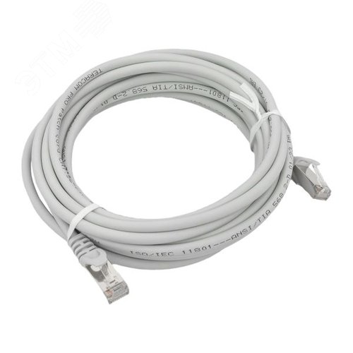 Патч-корд TERACOM PRO Cat.5E экранированный FTP оболочка LSZH серый (5.0м) - фото 1