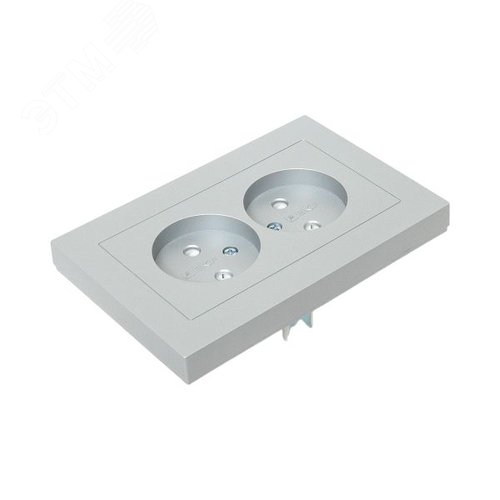 Эпика Механизм розетки двойной 16А без заземления со шторками с рамкой алюминий EKF - фото 6