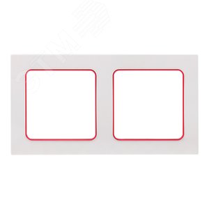Изображение товара Стокгольм Рамка 2-местная белая с линией цвета красный (шт)